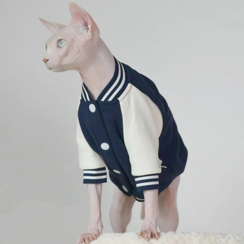 Baseball Jacket for Cats - מעיל בייסבול אופנתי לחתולים