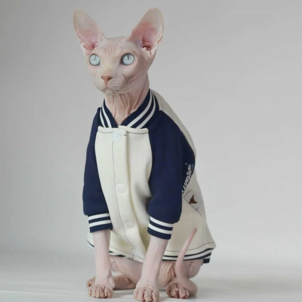 Baseball Jacket for Cats - מעיל בייסבול אופנתי לחתולים